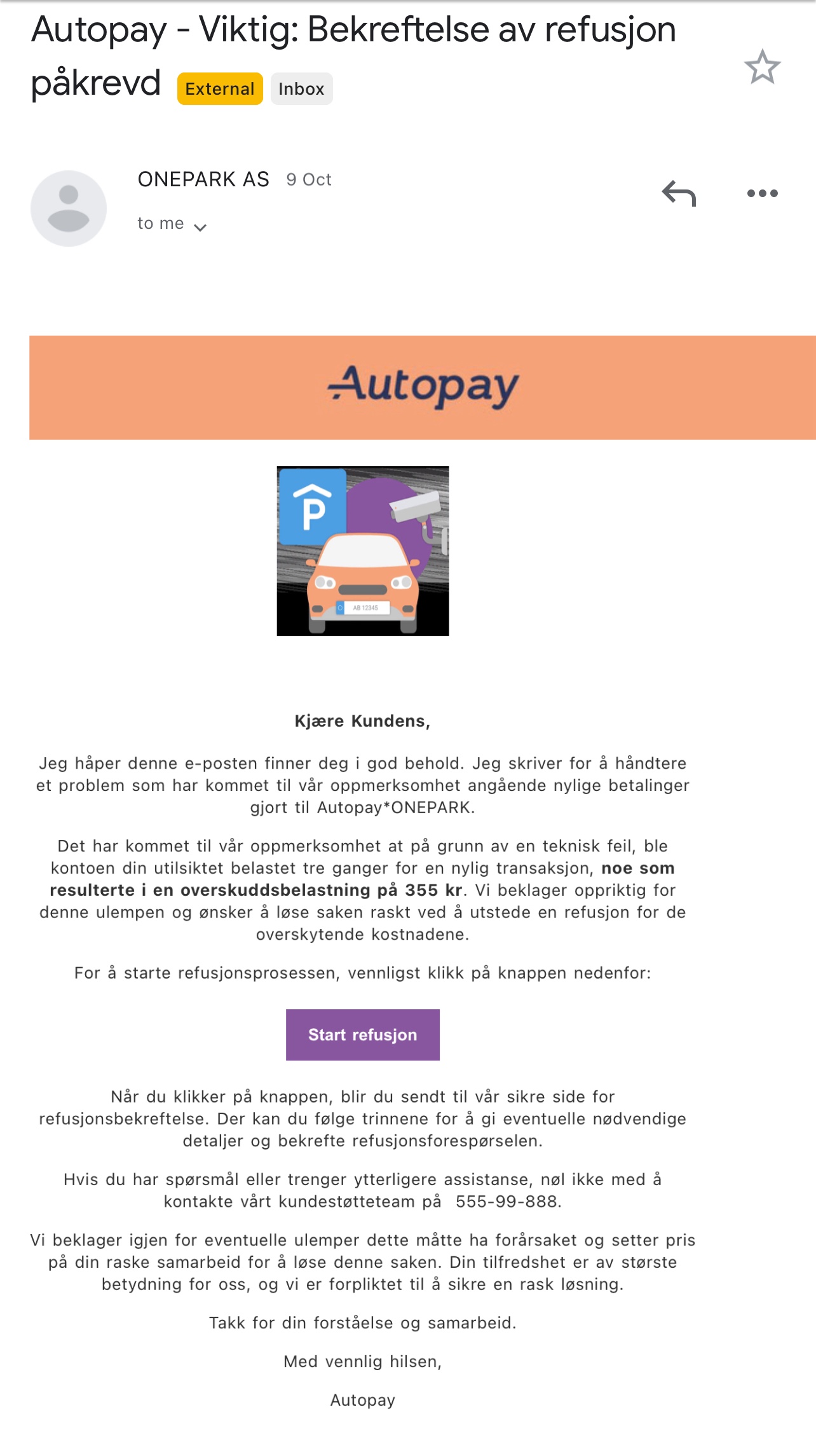 One Park, Autopay og Posten phishing